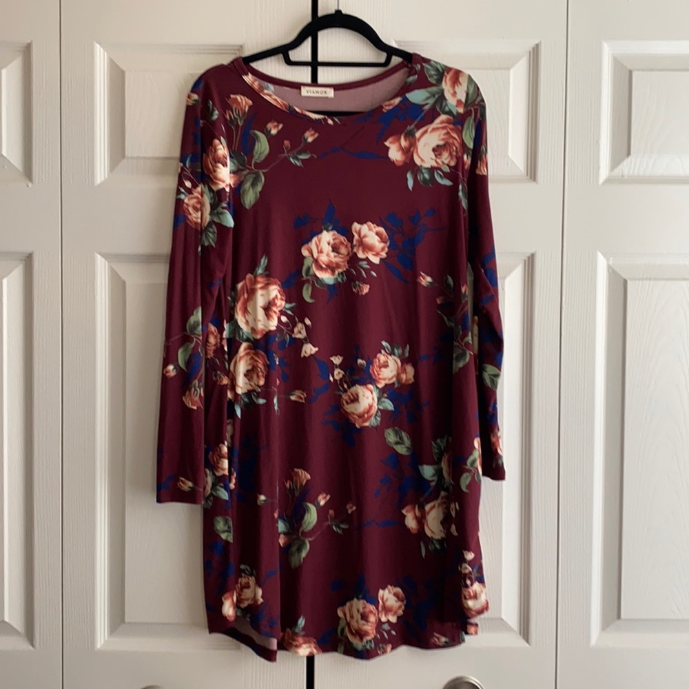 Long sleeve swing dress with pockets